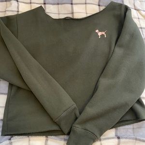 Worn once PINK off the shoulder long sleeve fleece